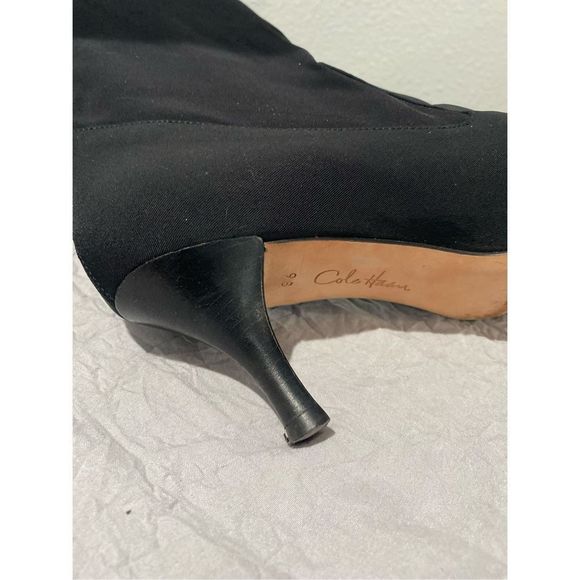 Cole Haan slip on 2” heel sock knee high boots black waterproof ladies SZ 9 so s - Picture 5 of 6